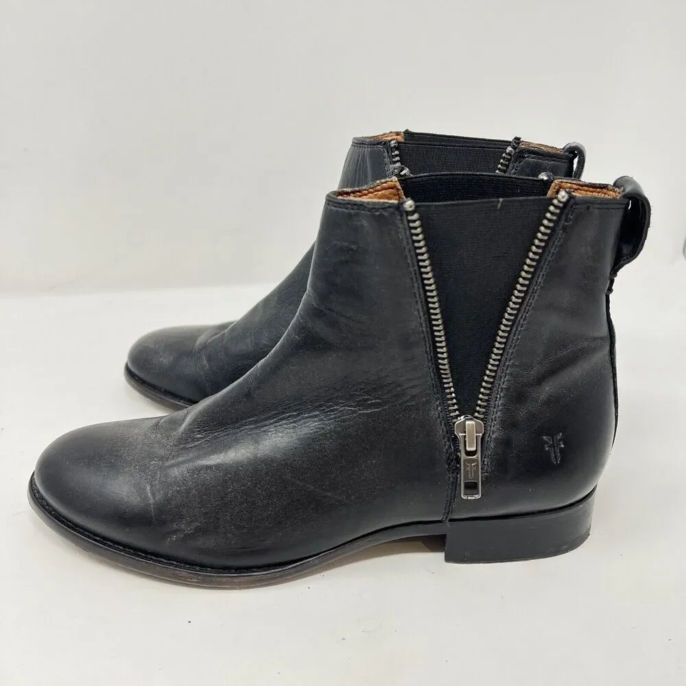 Frye Black Zipper Ankle Booties - Picture 5 of 13